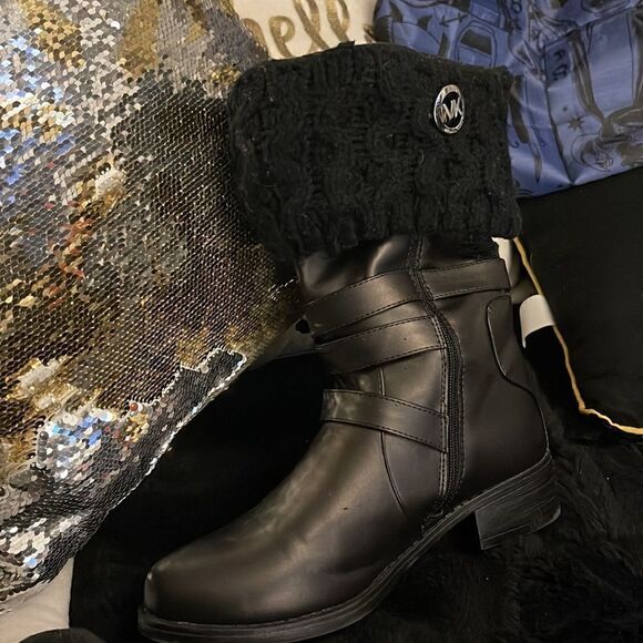 Michael kors black cable knit s/M boot socks mid calf/ankle - Picture 2 of 9